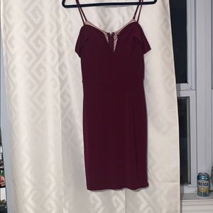 Red off the shoulder shirt dress